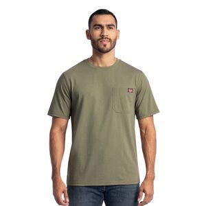 Wrangler Workwear Men's Short Sleeve Heavyweight Pocket Crew Work Shirt